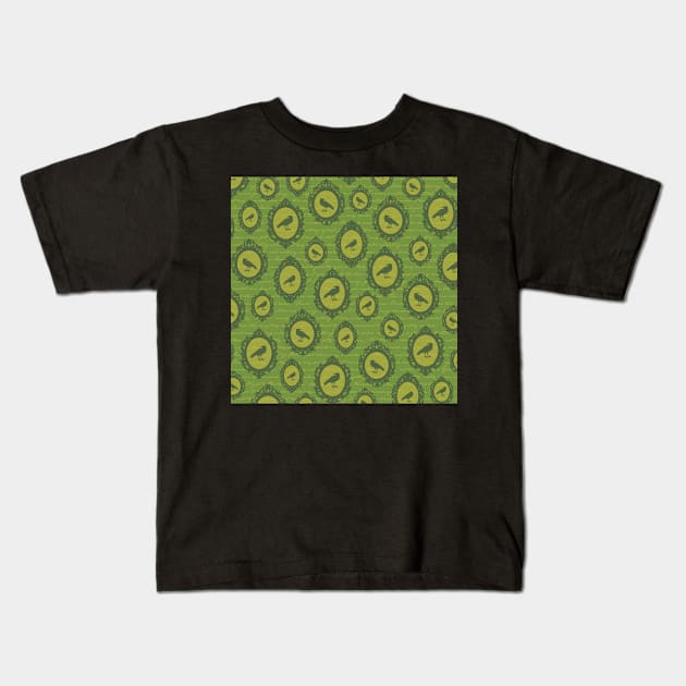 Green Crow Cameo Kids T-Shirt by TurtleNotes